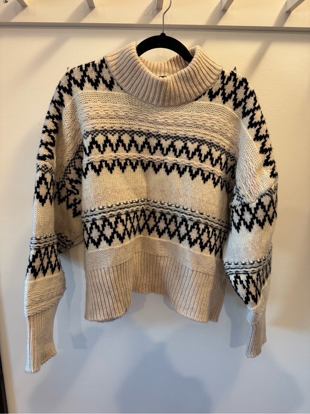 rag & bone Cream and Black Fair Isle Turtleneck Sweater